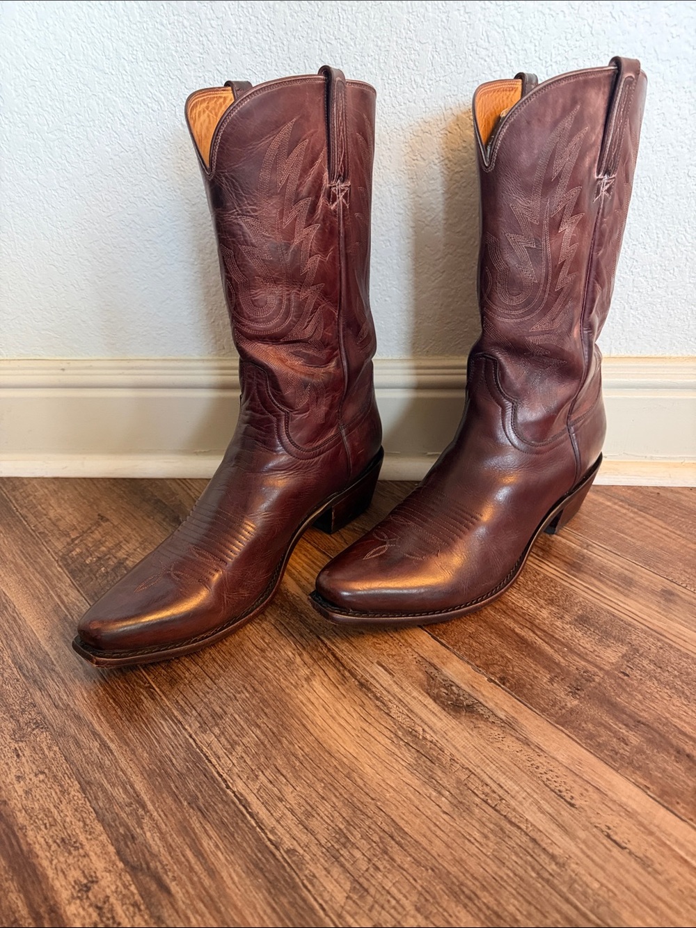 Men's Lucchese Brown Leather Western Cowboy Boots Sz 11EE